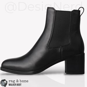 RAG & BONE WALKER LEATHER CHELSEA ANKLE BOOTS IN BLACK SIZE 8 WOMEN’S NEW IN BOX